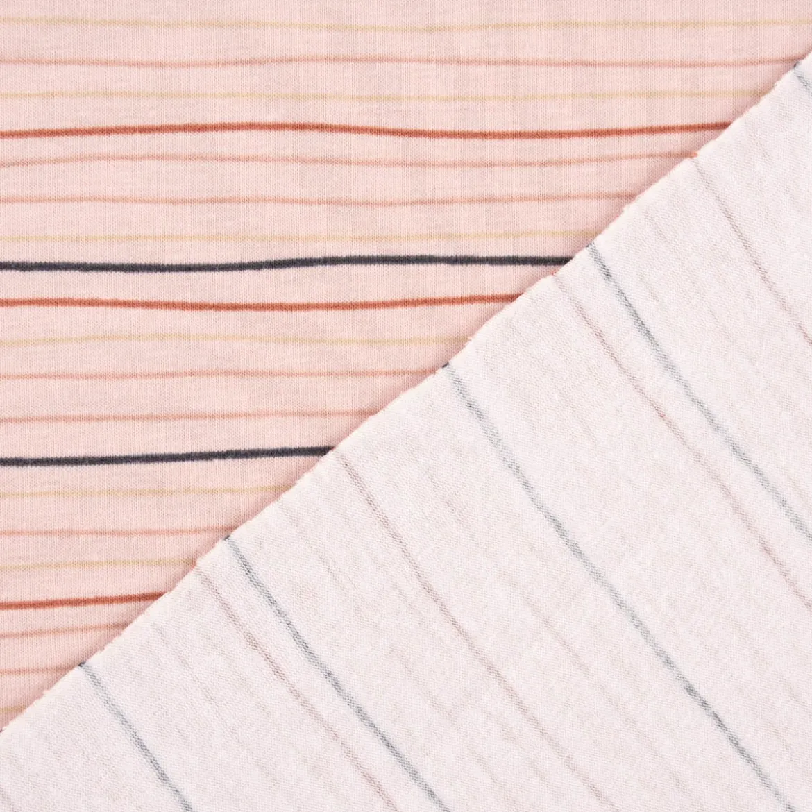 Baumwolljersey Jersey Streifen Wellen 2mm rosa rost beige schwarz 1,50m Breite