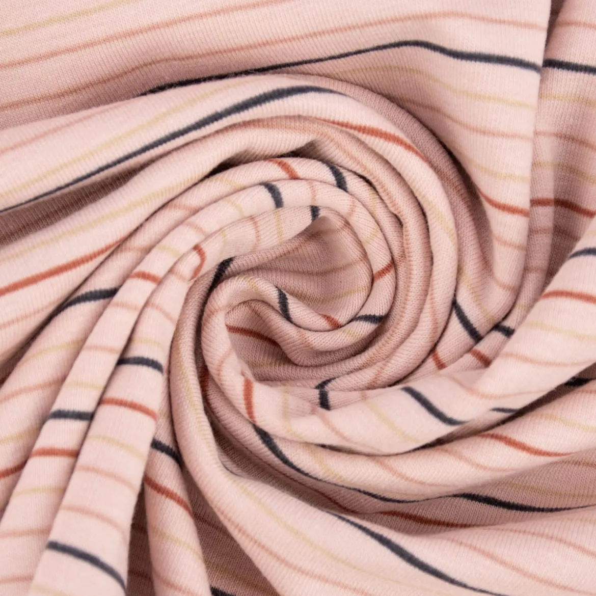 Baumwolljersey Jersey Streifen Wellen 2mm rosa rost beige schwarz 1,50m Breite