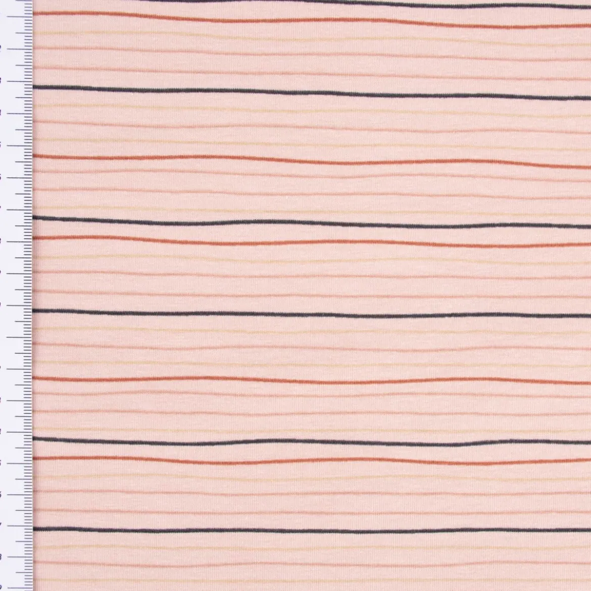 Baumwolljersey Jersey Streifen Wellen 2mm rosa rost beige schwarz 1,50m Breite