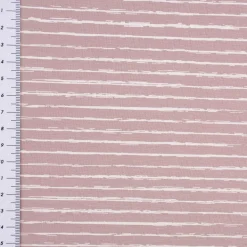 Baumwolljersey Jersey Streifen unregelmäßig altrosa weiß 1,45m Breite