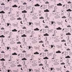 Baumwolljersey Jersey Tiere Elefant Giraffe Bär rosa schwarz 1,45m Breite