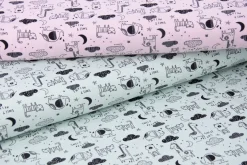 Baumwolljersey Jersey Tiere Elefant Giraffe Bär rosa schwarz 1,45m Breite