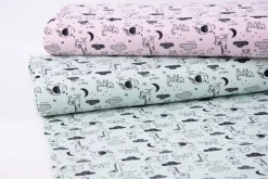 Baumwolljersey Jersey Tiere Elefant Giraffe Bär rosa schwarz 1,45m Breite