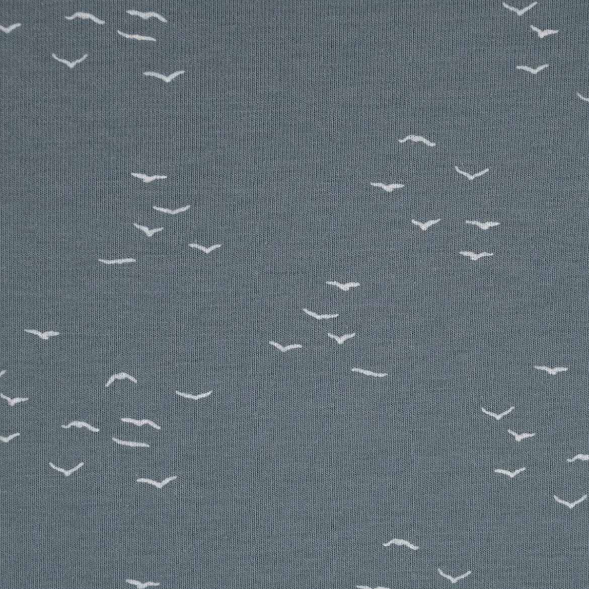 Baumwolljersey Jersey Vögel grafisch rauchblau weiß 1,50m Breite
