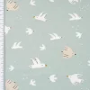 Baumwolljersey Jersey WAZOU Vögel Tauben Punkte altgrün weiß beige 1,5m Breite