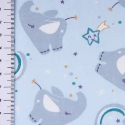 Baumwolljersey Jersey YELIE Elefanten Wolken blau grau weiß 1,5m Breite