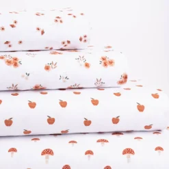 Baumwolljersey Organic Bio Digitaldruck Aquarell Apfel weiß braun 1,4m Breite