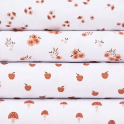 Baumwolljersey Organic Bio Digitaldruck Aquarell Blumen Schnittblumen weiß braun grün 1,4m Breite