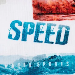 Baumwolljersey Organic Bio Digitaldruck Jetski Hai Taucher weiß blau rot 1,5m Breite