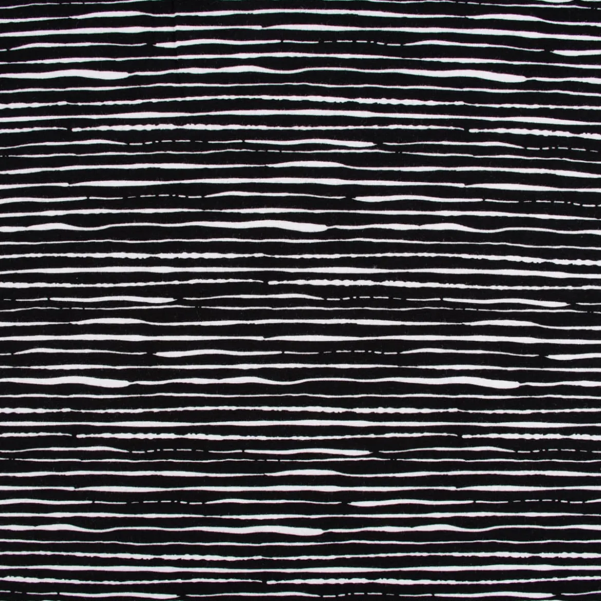 Baumwolljersey Organic Bio Streifen unregelmäßig schwarz weiß 1,5m Breite