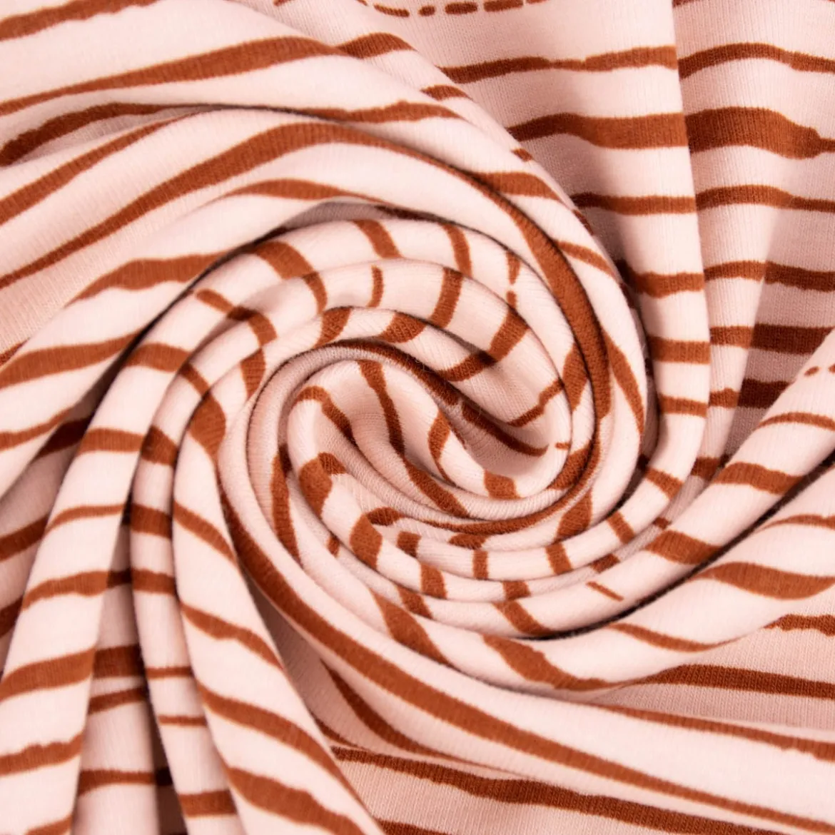 Baumwolljersey Organic Bio Streifen unregelmäßig rosa rost 1,5m Breite