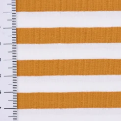 Baumwolljersey Streifen 1cm Breite weiß ocker gelb 1,5m Breite
