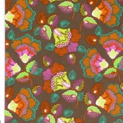 Baumwollsatin Spandex floral braun