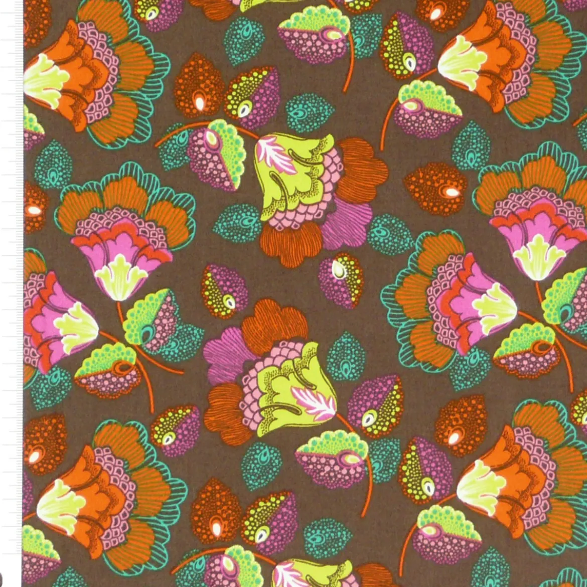 Baumwollsatin Spandex floral braun