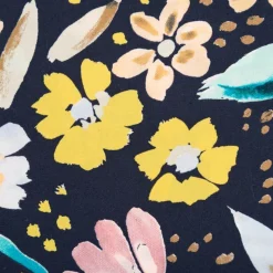 Baumwollsatin Stretchstoff Blumen schwarz bunt 150cm Breite
