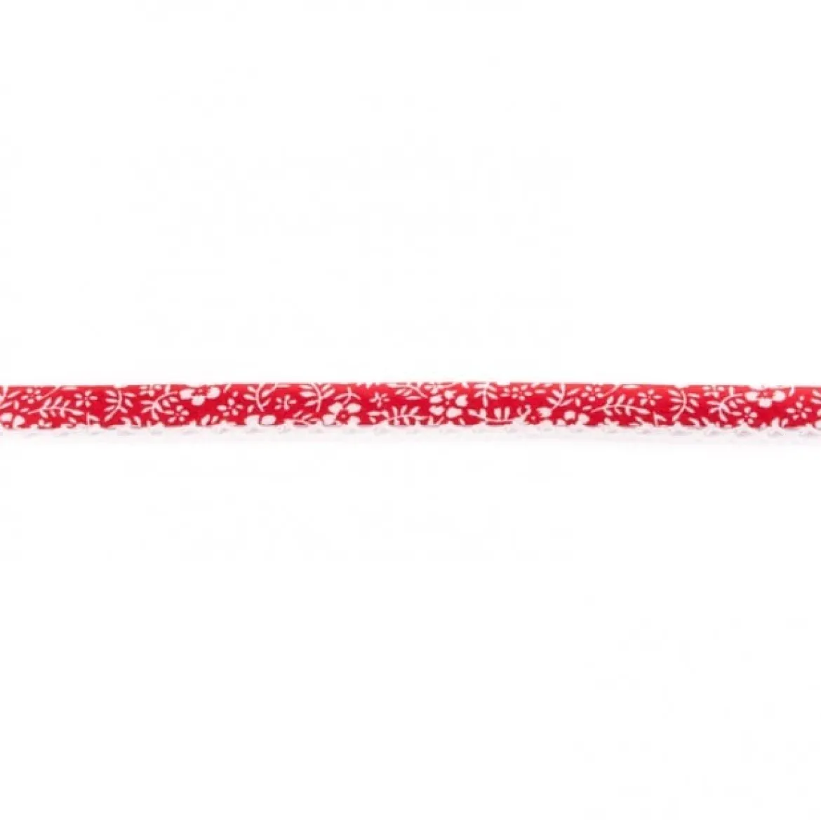 Baumwoll Schrägband Häkelborte Blumen rot weiß Meterware Breite: 1,5cm