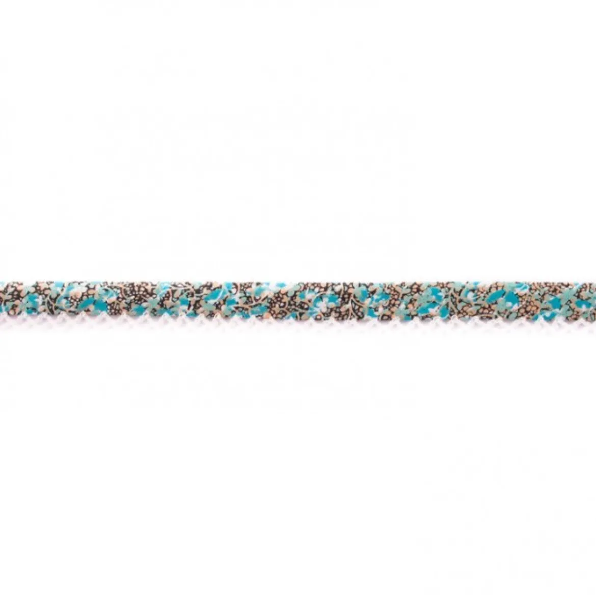 Baumwoll Schrägband Häkelborte Blumen türkis weiß Meterware Breite: 1,5cm