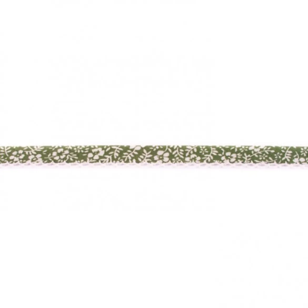 Baumwoll Schrägband Häkelborte Blumen grün weiß Meterware Breite: 1,5cm