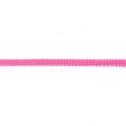 Baumwoll Schrägband Häkelborte Punkte pink weiß Meterware Breite: 1,5cm