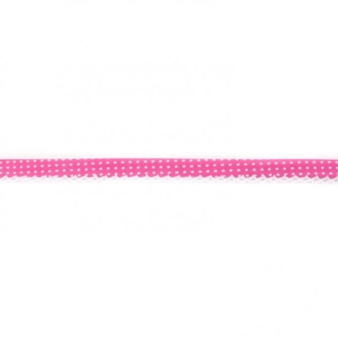 Baumwoll Schrägband Häkelborte Punkte pink weiß Meterware Breite: 1,5cm