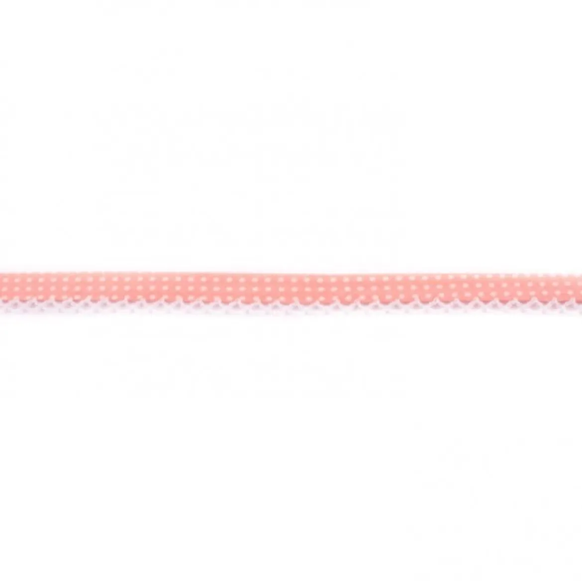 Baumwoll Schrägband Häkelborte Punkte rosa weiß Meterware Breite: 1,5cm