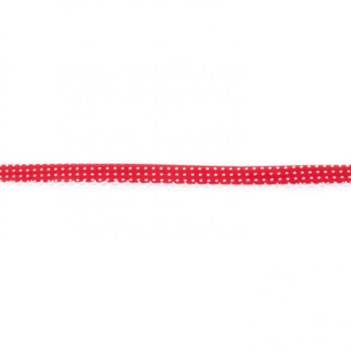 Baumwoll Schrägband Häkelborte Punkte dunkelrot weiß Meterware Breite: 1,5cm