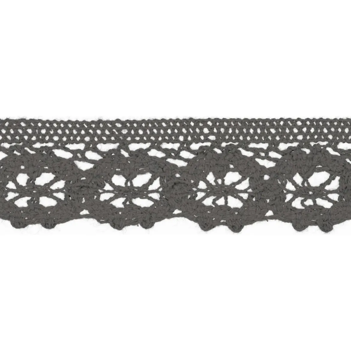 Baumwoll-Spitze Häkelspitze Meterware grau Breite: 30mm