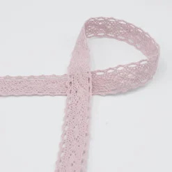 Baumwoll-Spitze Häkelspitze Meterware puder-rosa Breite: 25mm