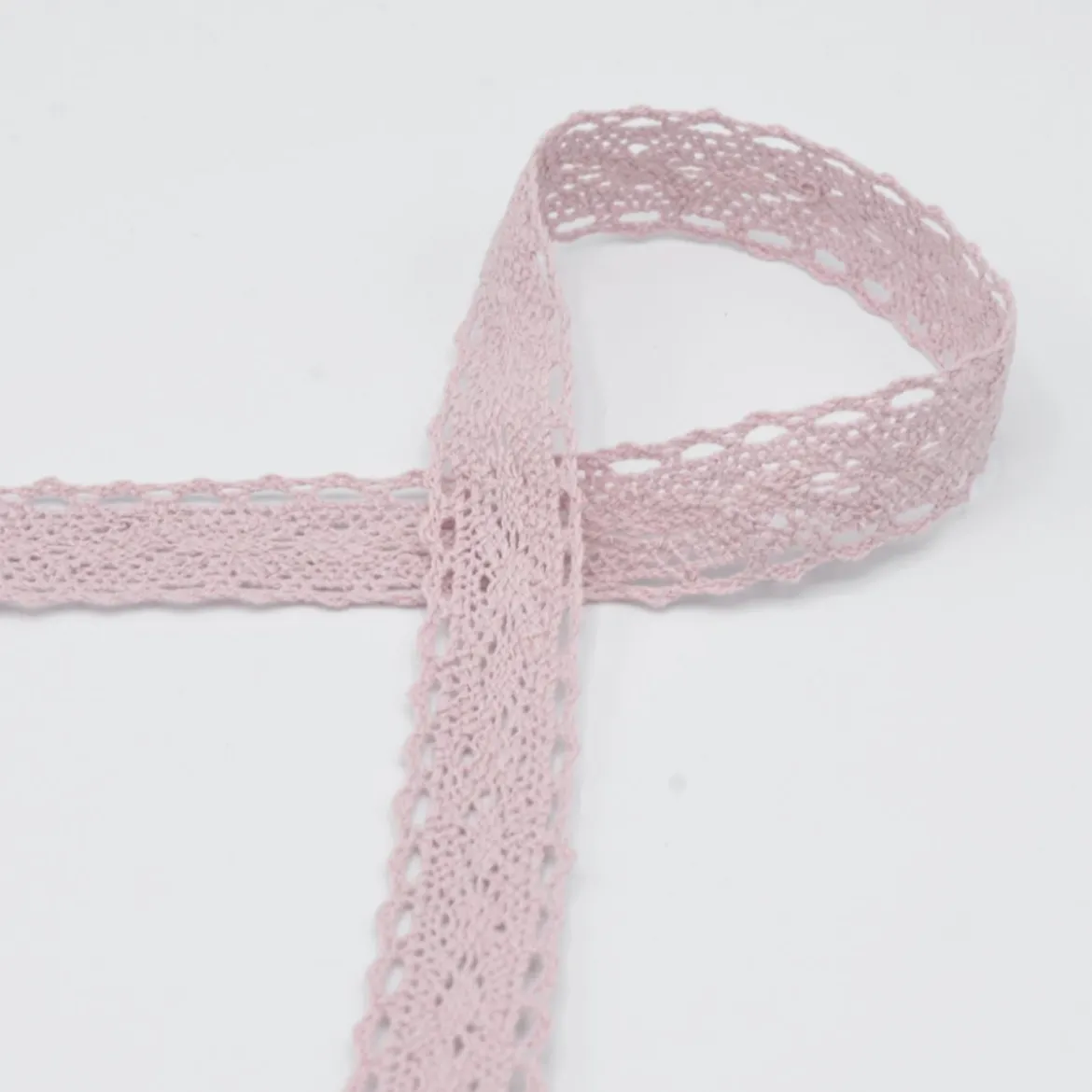 Baumwoll-Spitze Häkelspitze Meterware puder-rosa Breite: 25mm