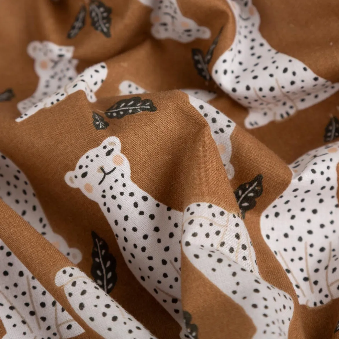 Baumwollstoff Amaou Leopard braun 1,47m Breite