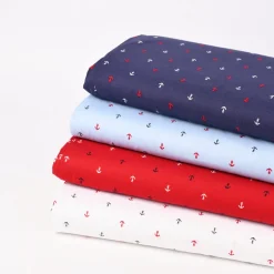 Baumwollstoff Anker klein weiß blau rot 1,5m Breite