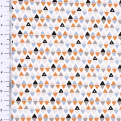 Baumwollstoff ARLYMINI Dreiecke Rauten weiß grau blau braun 1,5m Breite