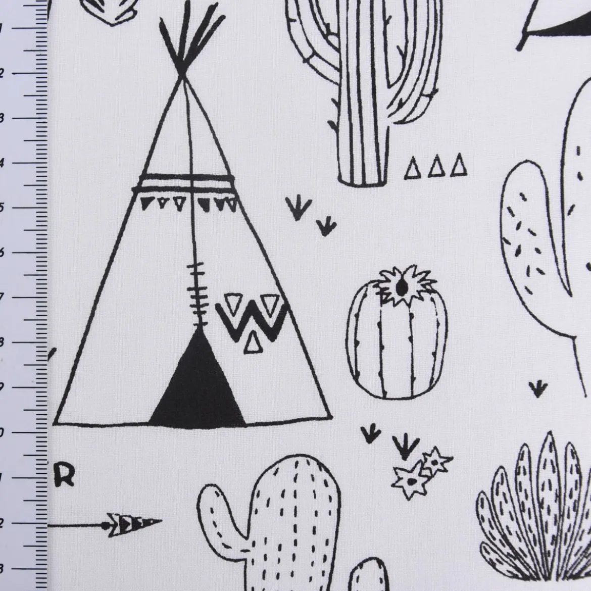 Baumwollstoff Ausmalstoff ACOLORIER Kaktus Tipi Wüste 1,5m Breite