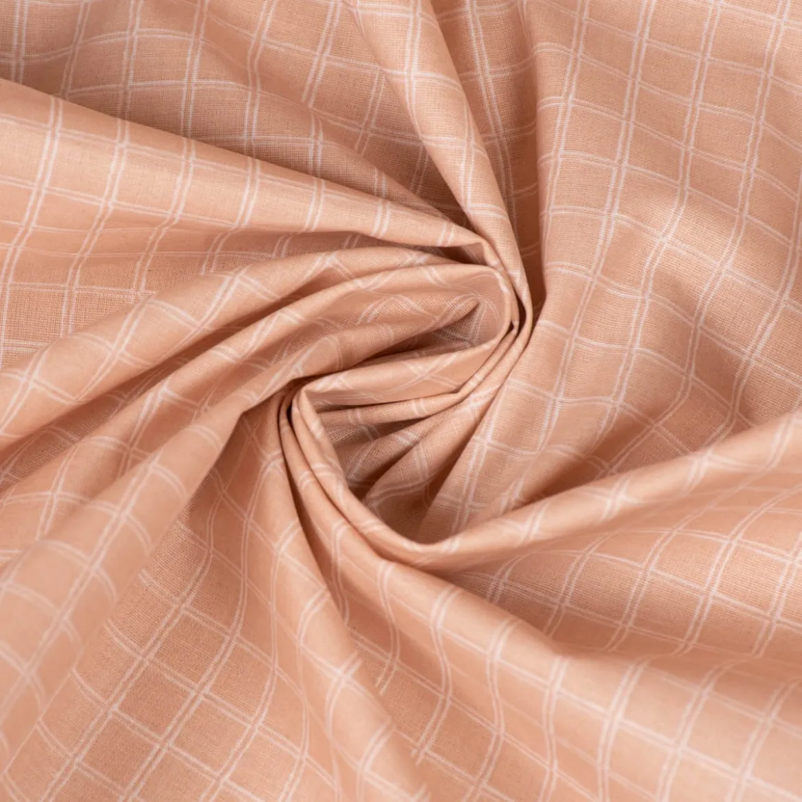 Baumwollstoff beschichtet Tischdeckenstoff Enduit Gitter Karo skin beige 1,45m Breite