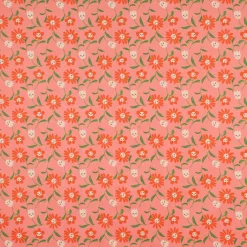 Baumwollstoff beschichtet Tischdeckenstoff Enduit Blumen mit fröhlichen Gesichtern rosa 1,45m Breite
