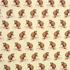Baumwollstoff Bettwäschestoff Percale Leinwandbindung Bär auf Fahrrad beige braun rot 1,4m Breite