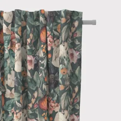Baumwollstoff Canvas Stoff Vorhangstoff Digitaldruck Vintage Blumen dunkelgrün 1,40m Breite