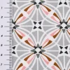 Baumwollstoff CAPUCINE Mandala Retro Blume grafisch weiß grau braun rosa 1,50m Breite