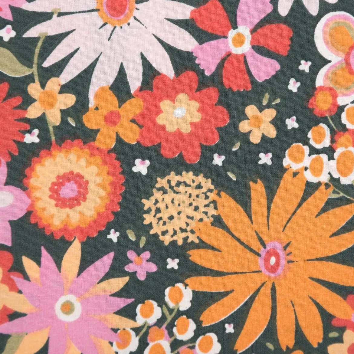 Baumwollstoff Childhood Blumen grün, orange 1,47m Breite