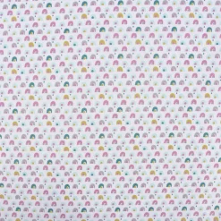 Baumwollstoff COBONI Regenbogen Hügel weiß lila grau türkis grün 1,5m Breite