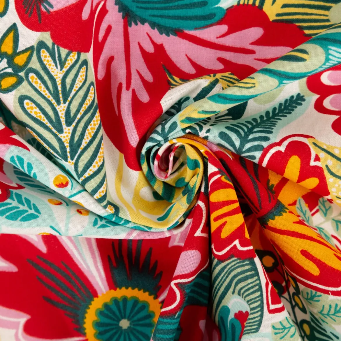 Baumwollstoff Cretonne Kiribati Blumen bunt 1,60m Breite