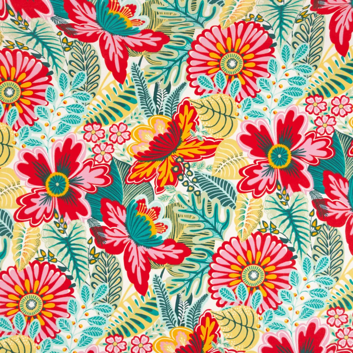 Baumwollstoff Cretonne Kiribati Blumen bunt 1,60m Breite