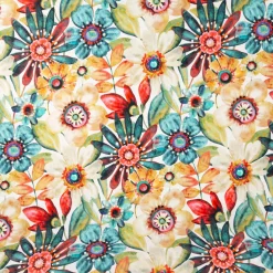 Baumwollstoff Cretonne Melissandre Blumen Aquarell weiß bunt 1,60m Breite