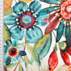 Baumwollstoff Cretonne Melissandre Blumen Aquarell weiß bunt 1,60m Breite