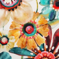 Baumwollstoff Cretonne Melissandre Blumen Aquarell weiß bunt 1,60m Breite