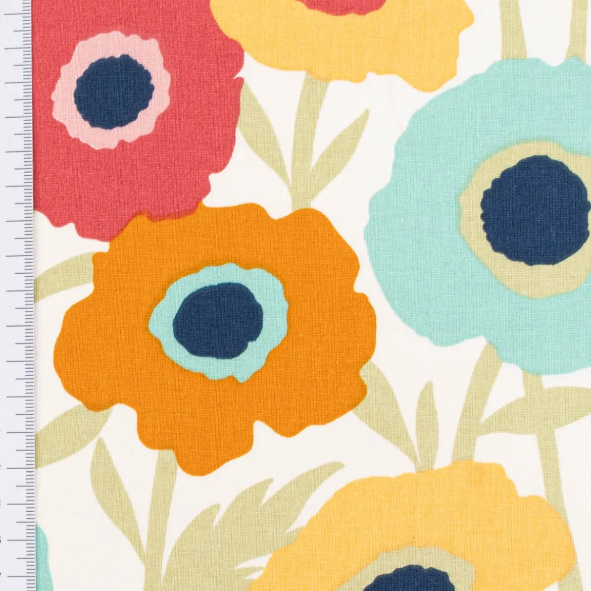 Baumwollstoff Cretonne Selma Blumen weiß bunt 1,60m Breite