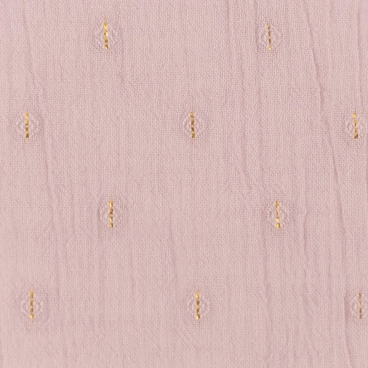 Baumwollstoff Crinkle Dobby Lurex rosa goldfarbig 1,35m Breite