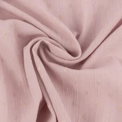 Baumwollstoff Crinkle Dobby Lurex rosa goldfarbig 1,35m Breite