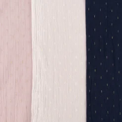 Baumwollstoff Crinkle Dobby Lurex rosa goldfarbig 1,35m Breite