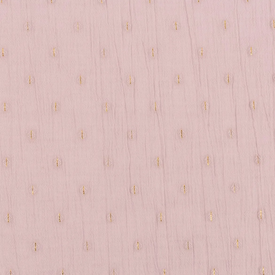 Baumwollstoff Crinkle Dobby Lurex rosa goldfarbig 1,35m Breite